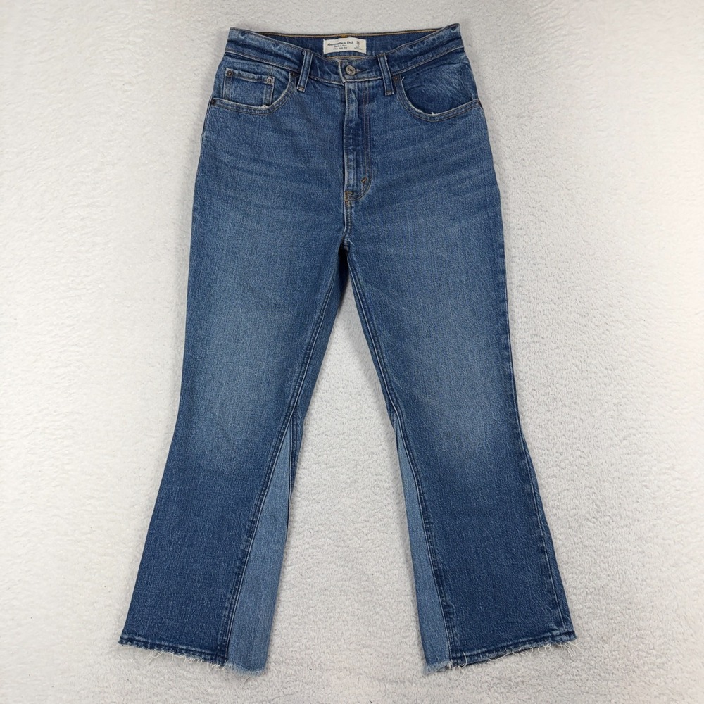 Abercrombie & Fitch The Kick Flare Ultra High Rise Jeans 2 Tone Blue 26x23 Women